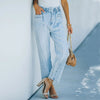 Jeans On An Elastic Band Straight Jeans Woman Vintage Baggy Slouchy  Wide Leg Jean Light Blue Women's High Waist 2022