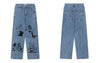Jeans Pants Y2K Streetwear Hip Hop Japanese Anime Cartoon Girl Print Straight Wide Leg Baggy Denim Pants Harajuku Loose Trousers