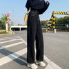 Jeans Women All-match Korean Style Mopping Trousers Denim Vintage Black Solid High Waist Autumn Baggy Chic  Street Casual