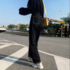Jeans Women All-match Korean Style Mopping Trousers Denim Vintage Black Solid High Waist Autumn Baggy Chic Ulzzang Street Casual