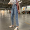 Jeans Women Ankle-length High Waist Sashes Bows Straight Loose Korean Style Young Students Office Ladies Sweet Chic New