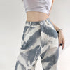 Jeans Women Autumn Tie Dye Korean Style Loose High Waist Streetwear Full-length Leisure Girls Female Bf All-match