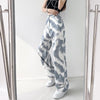 Jeans Women Autumn Tie Dye Korean Style Loose High Waist Streetwear Full-length Leisure Girls Female Bf All-match