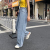 Jeans Women Denim Long Trousers Straight Korean Style Pockets Womens High Waist Casual Loose Students Streetwear Harajuku Chic