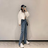 Jeans Women Denim Straight Trendy Casual Lady Popular Trouser Aesthetic Simple Pockets Full Length Basic Autumn Design All-match