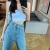 Jeans Women Full-length High Waist Straight Loose Casual Korean Style Button Fly Pocket Chic Trendy Zipper Streetwear All-match