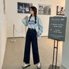 Jeans Women Harajuku Dark Blue Office Lady Vintage All-match Simple Solid Female Trendy Baggy Korean Style Retro Classic Casual