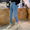 Jeans Women High Waist Autumn Stylish Friend Chic Teens Denim Straight Trouser All-match Simple Womens Ankle-Length Trousers