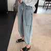 Jeans Women Hole Ankle-length High Waist Korean Style BF Straight Casual Denim Retro Harajuku Streetwear Womens All-match Trendy