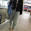 Jeans Women Hole Ankle-length High Waist Korean Style BF Straight Casual Denim Retro Harajuku Streetwear Womens All-match Trendy