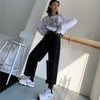Jeans Women Korean Style All-match High Waist Simple Students Leisure Full-length Black Ripped Hole Straight Leg Trousers Trendy