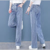 Jeans Women Loose High Waist Straight High Waist Pants Solid Color Wide Legs Retro Loose Women's Denim Trousers Thin Section