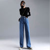 Jeans Women Loose High Waist Straight High Waist Pants Solid Color Wide Legs Retro Loose Women's Denim Trousers Thin Section