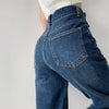 Jeans Women Loose Straight Do Old All Match High Waist Trendy Summer Full Length Dark Blue Korean Style Student Chic Femme Ins
