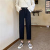 Jeans Women Plus Velvet Thicker Khaki High Waist Zipper Elastic Straight Simple School All-match Womens Trousers Chic Harajuku