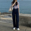 Jeans Women Simple Korean Style Straight Full-length All-match High Waist Streetwear Students Chic Leisure Trouser Oversize Ins