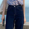 Jeans Women Simple Korean Style Straight Full-length All-match High Waist Streetwear Students Chic Leisure Trouser Oversize Ins