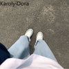 Jeans Women Solid Vintage High Waist Wide Leg Denim Trousers Simple Students All-match Loose Harajuku Womens Chic Casual