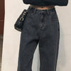 Jeans Women Spring Black Long Denim Solid Vintage Washed Korean Style Womens Students All-match Simple Leisure Streetwear Chic