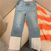 Jeans Women Spring Button Spliced High Waisted Baggy Straight Ulzzang Harajuku Teen All-match Comfort Casual Elegant
