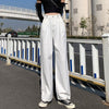 Jeans Women Spring Summer White High Waist Straight Tube Loose Wide Leg Pants Style Draping Floor Long Trouser Female Slacks
