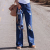 Jeans Women's Ripped Hole 2022 Fall Blue Wide Leg Pants Casual Street Women's Washed Mom's Straight Denim Pants