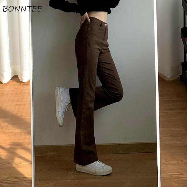 Jeans Womens High Waist Solid Straight Casual All-match Female Autumn Simple Streetwear Abdomen Stylish Korean Style Prevalent