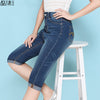 Jeans for Woman Elasticity High Waist cuffs Plus Size Shorts pencil Capri Skinny Female Denim Pants 100kg