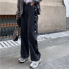 Jeans for Women Retro Streetwear Button Black Harajuku Student Leisure Hip Hop Straight Denim Trousers Hip Hop Loose New