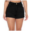 Jeans, women's wear, curly hem, high waist, solid color, straight casual shorts, women's casual fashion, 2022 summer trend h