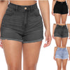 Jeans, women's wear, curly hem, high waist, solid color, straight casual shorts, women's casual fashion, 2022 summer trend h