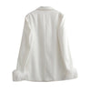 Jenny&Dave 2023 Fahsion Vintage Women Jacket Feather In Sleeve Pure White Loose Long Blazers Women
