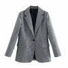 Jenny&Dave Women Sets England Style Office Lady Vintage Houndstooth Plaid Casual Blazer Women Aline High Waist Skirts