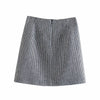 Jenny&Dave Women Sets England Style Office Lady Vintage Houndstooth Plaid Casual Blazer Women Aline High Waist Skirts