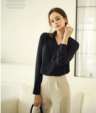 Women Blouses Direct Selling Button Solid 2022 Autumn New Long-sleeve Shirt Female Chiffon Women's Slim Clothing