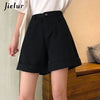 Jielur Jeans Shorts Women Crimping Straight Jeans High Waist BF Black Beigh S-XL Denim Shorts Female Summer Casual