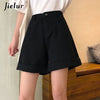 Jielur Jeans Shorts Women Crimping Straight Jeans High Waist BF Black Beigh S-XL Denim Shorts Female Summer Casual