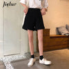 Jielur Jeans Shorts Women Crimping Straight Jeans High Waist BF Black Beigh S-XL Denim Shorts Female Summer Casual