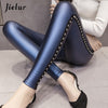 New Winter Fleece Matte PU Leather leggings Women Fashion Rivets Push Up Pencil Pants 4 Colors S-XXL Slim Lady Leggins