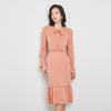Jinju Autumn Winter Ruffled Lace Bow Neck Wool Cardigan Dress Female Slim Sleeve Woman Warm&Quality Pullovers