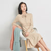 Jinju Autumn Winter Ruffled Lace Bow Neck Wool Cardigan Dress Female Slim Sleeve Woman Warm&Quality Pullovers