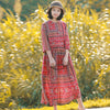 Johnature Spring Leisure Retro O-neck Button Floral Print Dresses 2022 Comfortable Three Quarter Sleeve Women Dress