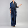 Women Denim Dress 2022 Fall Winter New Patchwork Cotton Robe V-Neck Vintage Women Casual Pockets Bandage Maxi Dresses