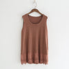 Women Solid Color Patchwork Sweep Embroidery Hollow Out Knit Camis 2022 Summer Sweet O-Neck Sleeveless 8-Color Camis