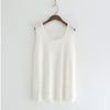 Women Solid Color Patchwork Sweep Embroidery Hollow Out Knit Camis 2022 Summer Sweet O-Neck Sleeveless 8-Color Camis