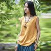 Women Tanks Sleeveless O-Neck 2022 Summer Shirt New 9 Color Solid Casual Cotton Linen Vintage Women Clothes Vest Top