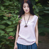 Women Tanks Sleeveless O-Neck 2022 Summer Shirt New 9 Color Solid Casual Cotton Linen Vintage Women Clothes Vest Top