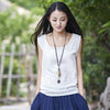 Women Tanks Sleeveless O-Neck 2022 Summer Shirt New 9 Color Solid Casual Cotton Linen Vintage Women Clothes Vest Top