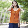 Women Tanks Sleeveless O-Neck 2022 Summer Shirt New 9 Color Solid Casual Cotton Linen Vintage Women Clothes Vest Top