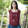 Women Tanks Sleeveless O-Neck 2022 Summer Shirt New 9 Color Solid Casual Cotton Linen Vintage Women Clothes Vest Top